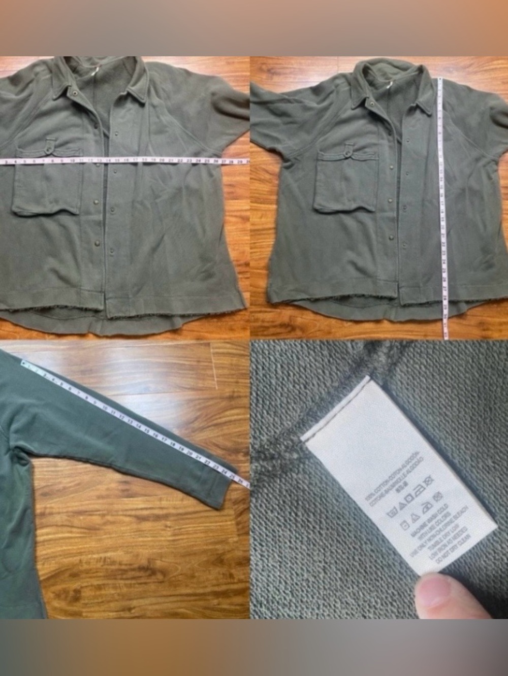 Free People Womens Olive Gray Snap Button Oversize Sweatshirt Jacket Size Large - Picture 16 of 16
